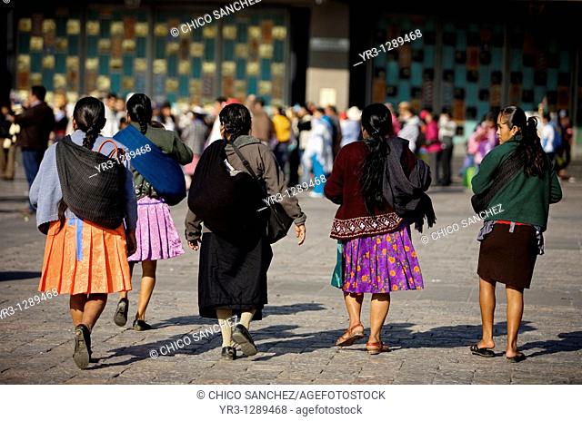 Indigenous women arrive the Our Lady of Guadalupe Basilica in Mexico City, December 8, 2010  Hundreds of thousands of Mexican pilgrims converged on the Basilica