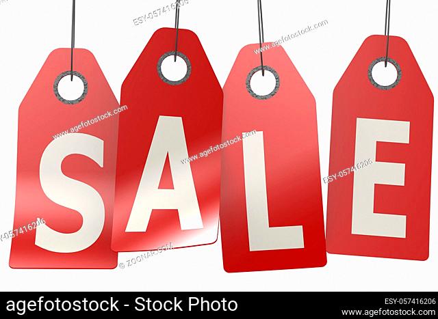 Discount sale tag label isolated with white background, 3D rendering