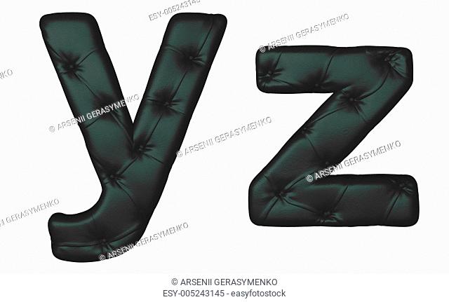 Luxury black leather font Y Z letters