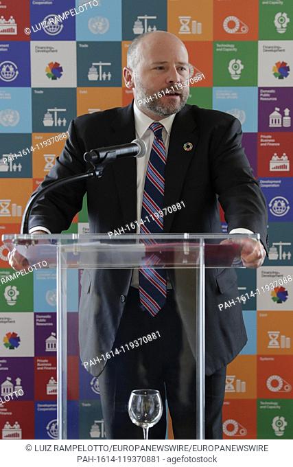 United Nations, New York, USA, April 15, 2019 - Remarks from Scott Mather, CIO, Pimco announcing the opening of the SDG Investment Fair hosted by DESA and...