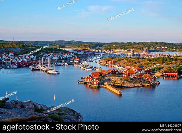 Harbor, boats, summer, Hunnebostrand, Skagerrak, Bohuslän, Västra Götalands län, Vastra Gotaland, Sweden