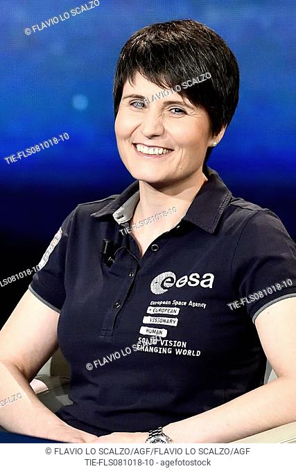 The Italian astronaut Samantha Cristoforetti during the tv show Che tempo che fa, Milan, ITALY-07-10-2018
