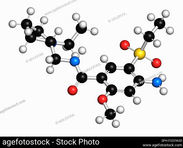 Amisulpride drug molecule, illustration