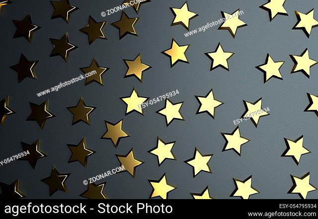 Golden star on the dark background. 3d illustration