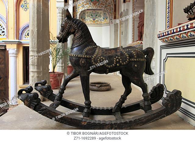 India, Rajasthan, Shekhawati, Nawalgarh, Grand Haveli, rocking horse