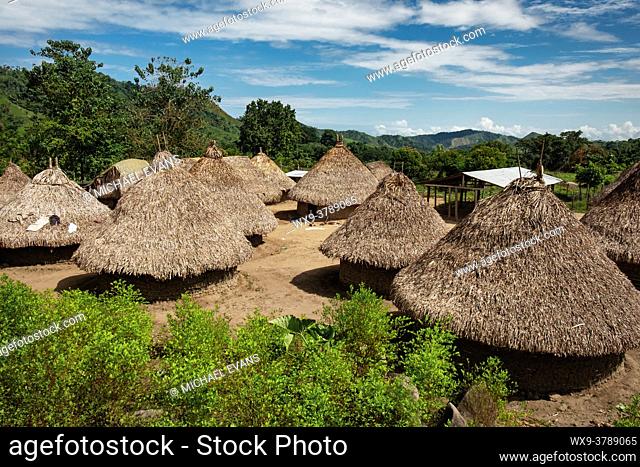The Kogi society live in traditional thatched roofed huts in the foothills of Colombia's Sierra Nevada mountain range