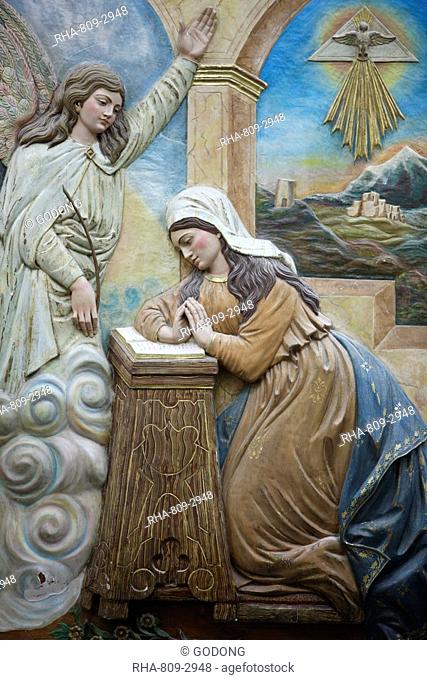 Annunciation sculpture in St. Mary of Nazareth church, Sweifieh, Amman, Jordan, Middle East