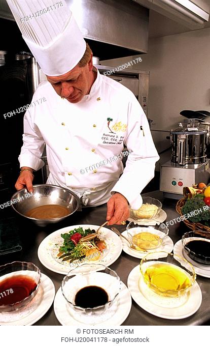 food chef preparing fine meal in fancy mr cook