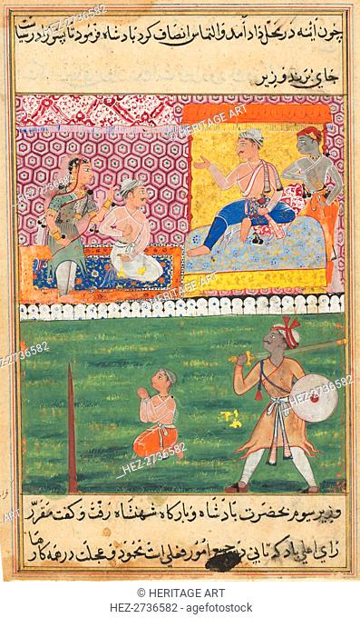 Page from Tales of a Parrot (Tuti-nama): Eighth night: The handmaiden again appeals.., c. 1560. Creator: Unknown