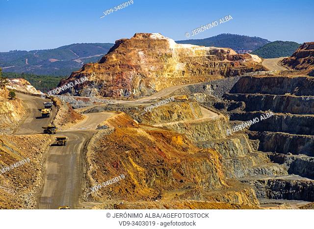 Main open pit copper sulphur mine at Rio Tinto, Sierra de Aracena and Picos de Aroche Natural Park. Huelva province. Southern Andalusia, Spain. Europe