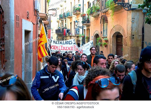 -Students' Demonstrations against Cuts- Tarragona Catalonia, Spain