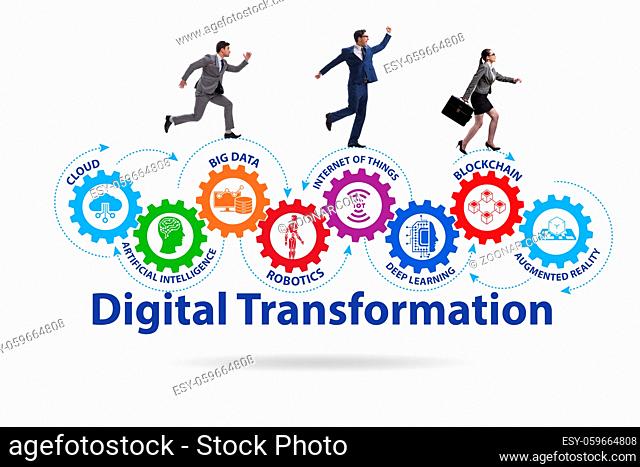 Concept of digital transformation with the business people