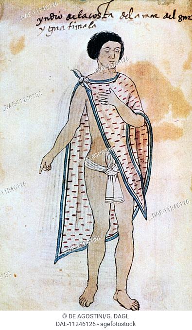 Indian from the Guatemalan coast, illustration from the facsimile of the Codex Tudela, 1533. Central America, 16th century