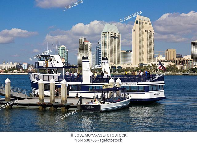Excursion Boat and San Diego skyline, California, USA