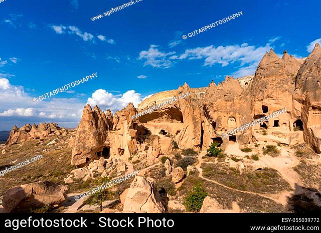 Cave town in Zelve Valley, Cappadocia in Turkey