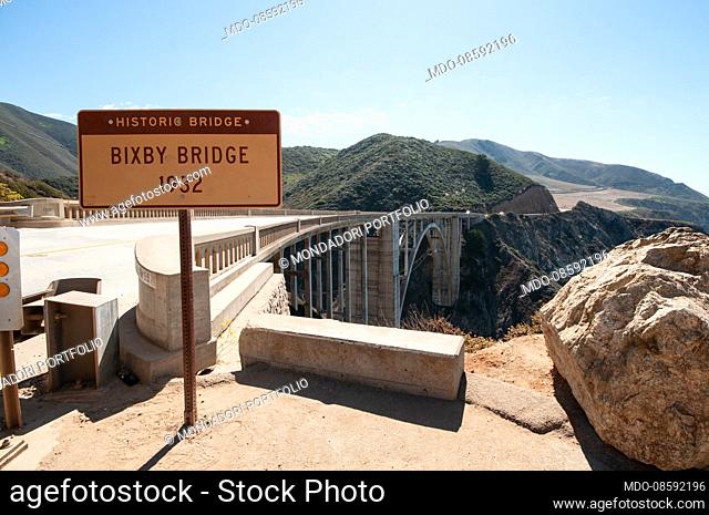 A beautiful View of Pacific Coast Highway and Bixby Bridge in Big Sur, the region of California's central coast that stretches for about 110 km between...