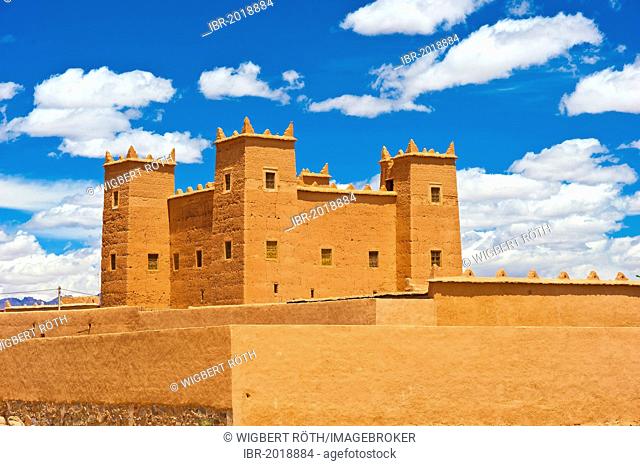 Restored kasbah, mud fortress, residential castle of the Berbers, Tighremt, Nekob, southern Morocco, Morocco, Africa