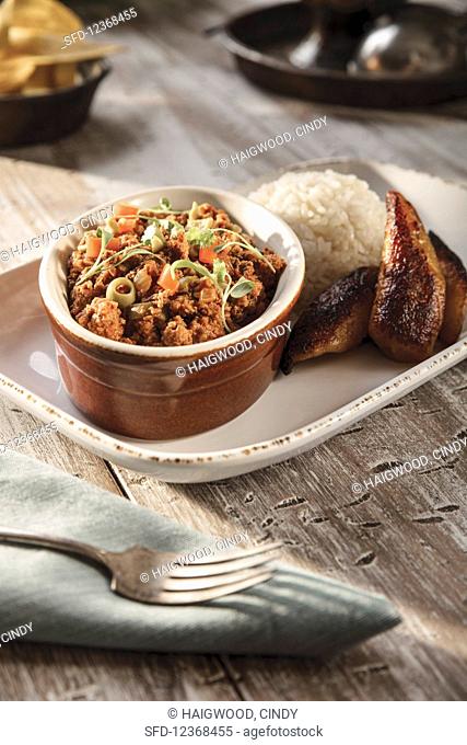 Cuban-style Picadillo served with rice