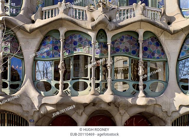 Casa Batllo by Antoni Gaudi detail of window exterior