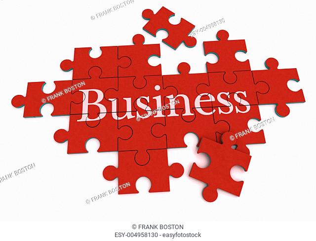 Business puzzle in red