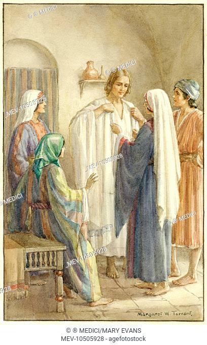 'She made him put it on and come and show it to us' - illustration for a Bible story