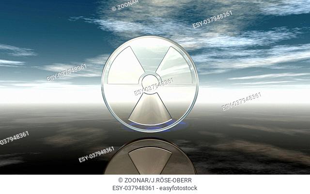 symbol für radioaktiv unter wolkenhimmel - 3d illustration