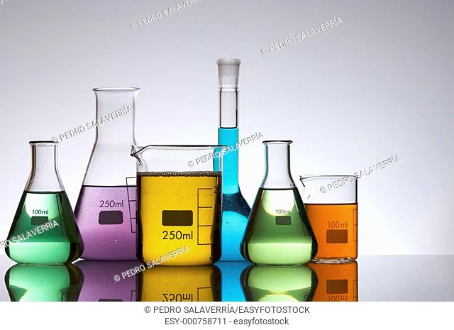 laboratory equipment with liquid color