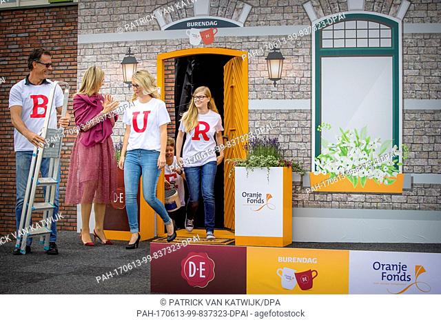 Queen Maxima of The Netherlands gives the start signal for the 12 edition of Burendag (neighbourday) in Nieuw-Buinen, The Netherlands, 13 June 2017