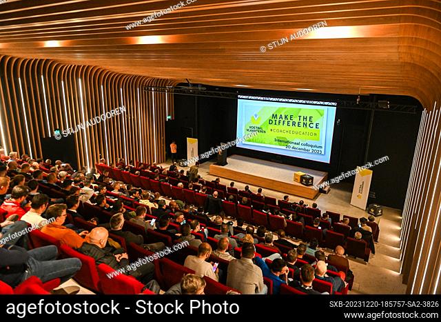 illustration picture auditorium during the Trainers colloquium 2023 , a focus on human rights , on Wednesday 20 December 2023 in TUBIZE , BELGIUM