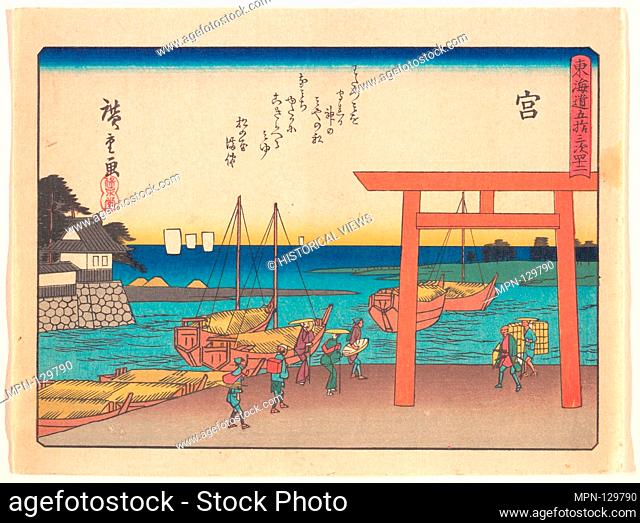 ã€€å®®/Miya, from the series The Fifty-three Stations of the Tokaido Road. Artist: Utagawa Hiroshige (Japanese, Tokyo (Edo) 1797-1858 Tokyo (Edo)); Date: early...