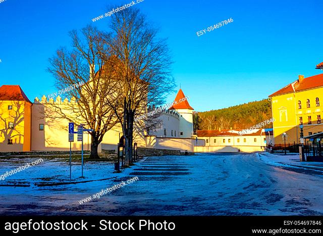 The old Castle at Kezmarok, Slovakia, a small town in Spis region, Poprad river