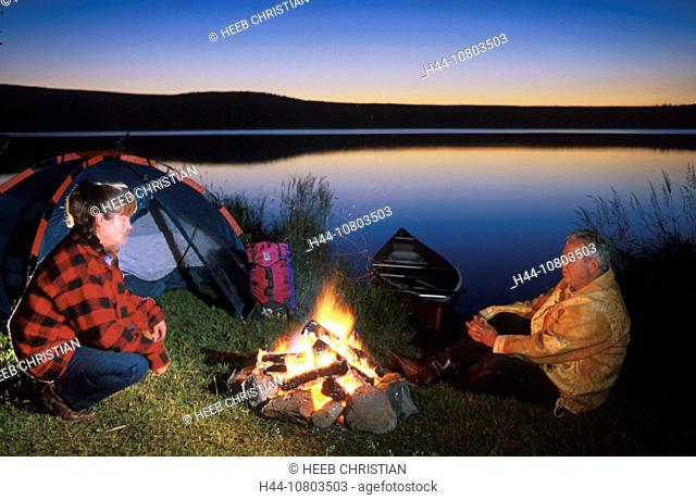 at night, British Columbia, campfires, Camping, Canada, North America, America, canoe, Chilcotin Country, Clearwater