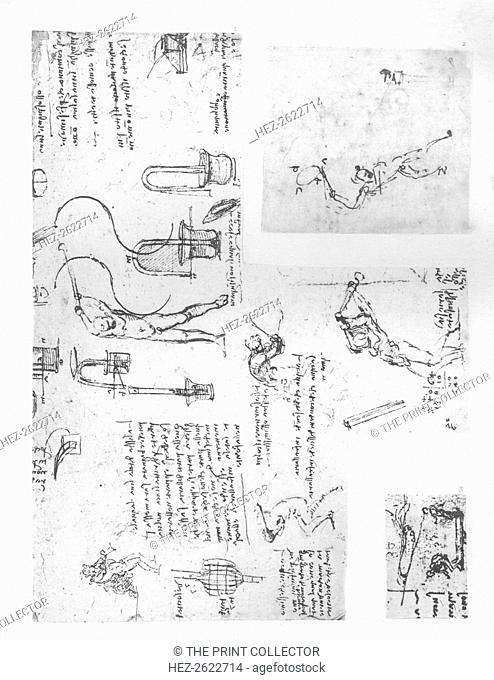 Three drawings illustrating the theory of the movements of the human figure, c1472-c1519 (1883). From The Literary Works of Leonardo Da Vinci, Vol