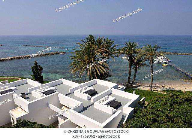 roof terraces of the 'Kyma' suites, Almyra Luxury Spa Hotel, Paphos, Cyprus, Eastern Mediterranean Sea