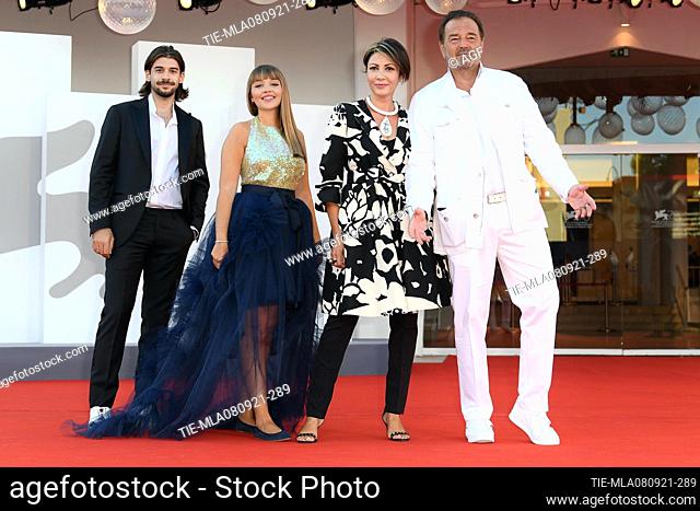 Sebastiano Somma, Morgana Forcella, Cartisia Josephine Somma during 'Freaks Out' red carpet during the 78th edition of the Venice Film Festival in Venice, Italy