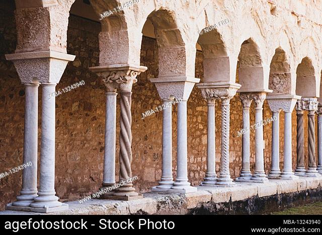 Cathedral of San Salvatore, pillars, church, Cefalu, Sicily, Italy