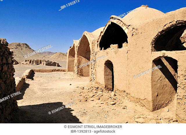 Ceremonial buildings at the Tower of Silence, Zoroastrian burial ground, Zoroastrianism, Mazdanism, Yazd, Persia, Iran, Asia
