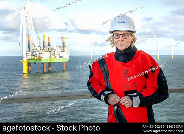 PRODUCTION - 16 November 2023, North Sea, --: Irina Lucke, Managing Director of Omexom Renewable Energies Offshore, a maintenance service provider