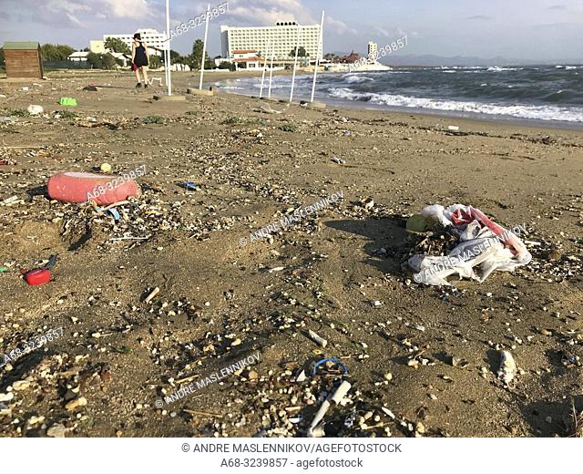 Waste on the beach, close to Salamis hotel. Cyprus. . Photo: André Maslennikov