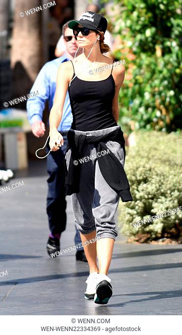 Stacy Keibler goes for a morning power walk while listening to her iPod in Los Angeles Featuring: Stacy Keibler Where: Los Angeles, California