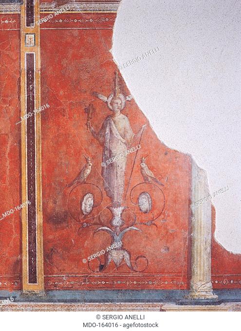 Statue of Isis, by Unknown artist, 25, 1st Century, mural. Italy; Lazio; Rome; Palazzo Massimo alle Terme; Cubicolo B parete destra dell'anticamera
