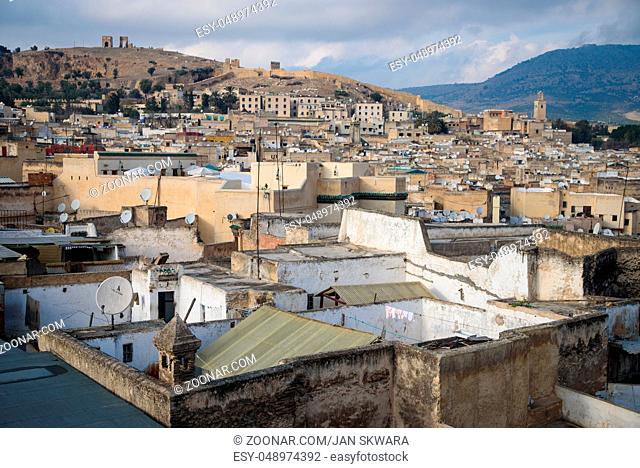 View of the old town of Fez, Morocco, North Africa