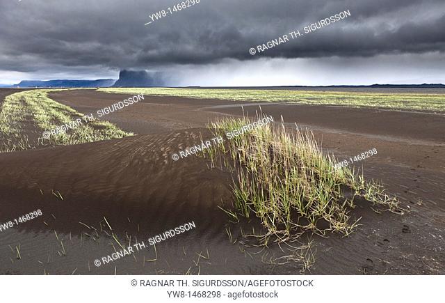Skeidararsandur outwash plains covered with new ash from Grimsvotn volcanic eruption, Iceland  Eruption began on May 21, 2011 spewing tons of ash