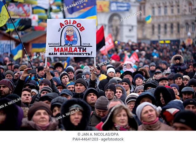 Pro-European demonstrators protest against Ukrainian president Janukowitsch at the Independence Square in Kiev, Ukraine, 07 December 2013