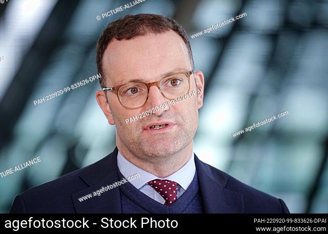 20 September 2022, Berlin: Jens Spahn (CDU) gives a television interview in the Reichstag building at the beginning of the Union parliamentary group meeting