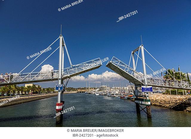 Pedestrian bridge, marina, Lagos, Algarve, Portugal, Europe