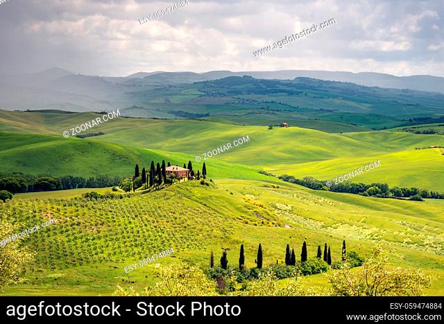 PIENZA, TUSCANY/ITALY - MAY 20 : Farmland near Pienza in Tuscany on May 20, 2013