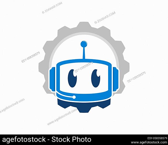 Robot head with gear behind
