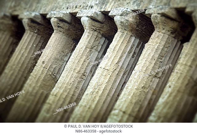 Roman columns in Agrigento. Sicily, Italy
