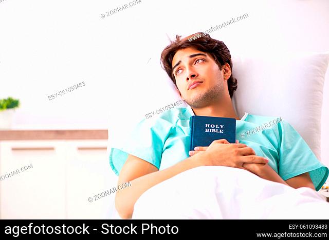 Young handsome man staying in hospital